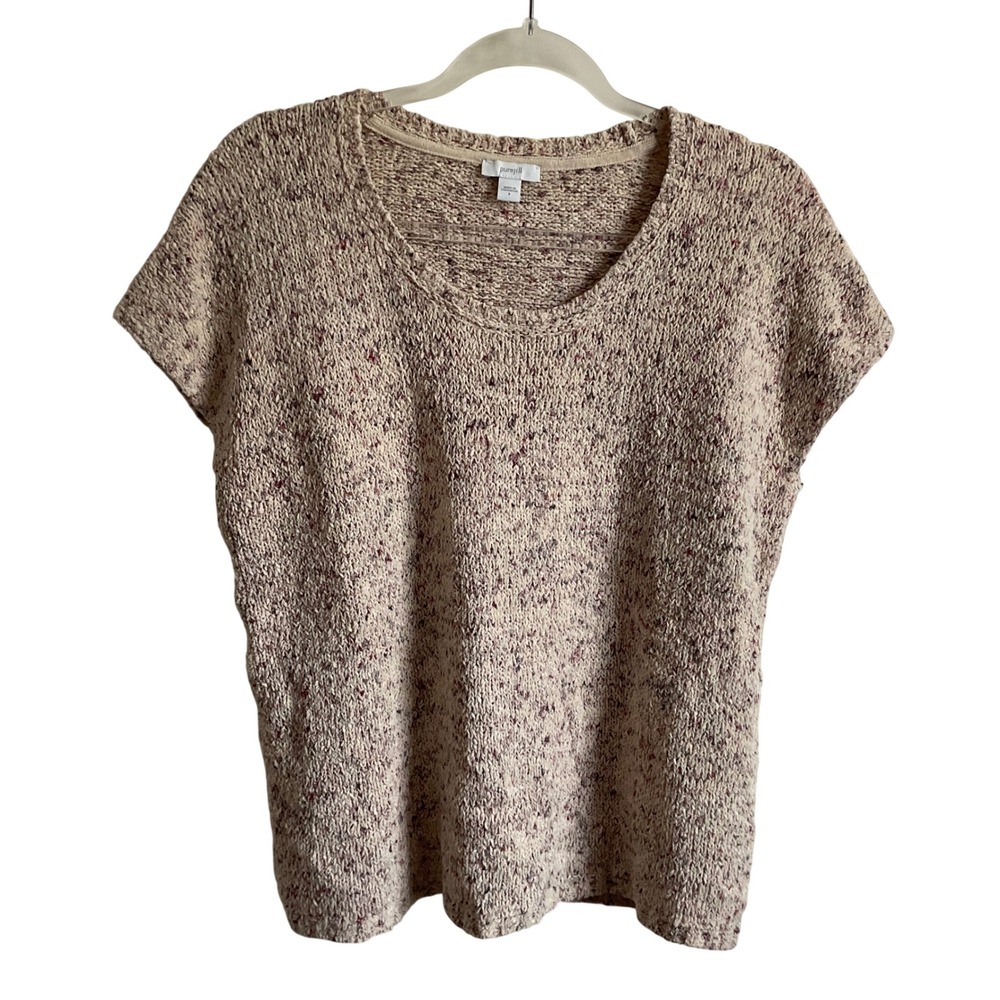 Pure Jill Cream Colored‎ Short Sleeve Knit Sweater Shirt - Size Small